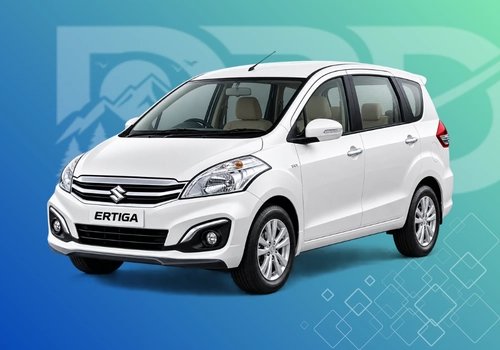 White Suzuki Ertiga MPV available for family taxi rental and tours from Guwahati