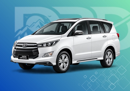 White Toyota Innova Crysta MPV for premium outstation cab hire from Guwahati